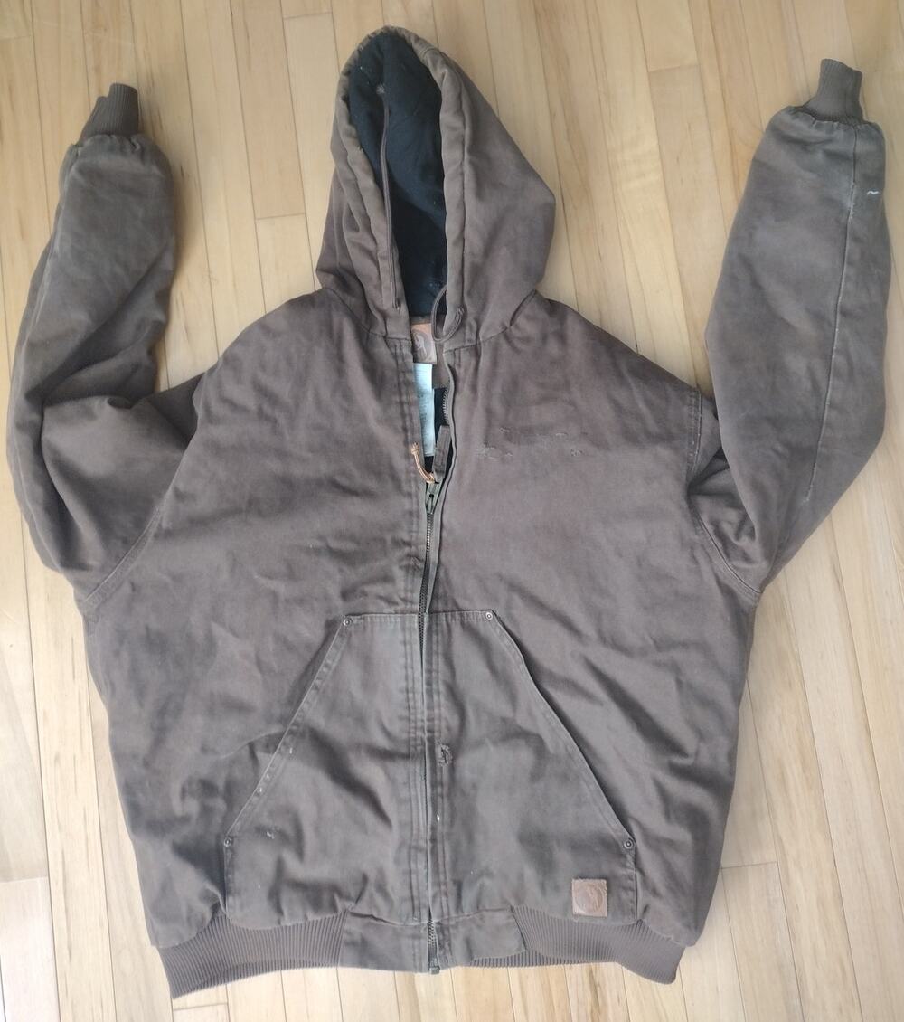 Berne Brown Duck Hooded Active Workwear Jacket XL-R